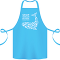 Stop Ocean Plastic Pollution Climate Change Cotton Apron 100% Organic Turquoise