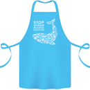 Stop Ocean Plastic Pollution Climate Change Cotton Apron 100% Organic Turquoise