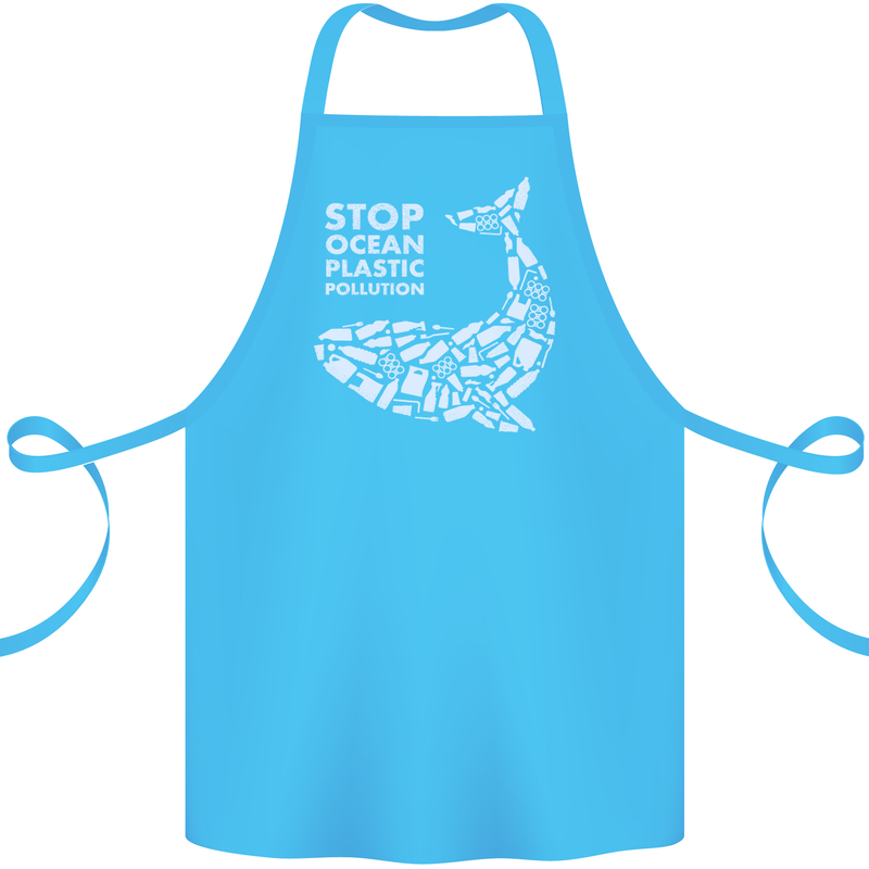 Stop Ocean Plastic Pollution Climate Change Cotton Apron 100% Organic Turquoise