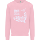 Stop Ocean Plastic Pollution Climate Change Kids Sweatshirt Jumper Light Pink