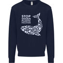 Stop Ocean Plastic Pollution Climate Change Kids Sweatshirt Jumper Navy Blue
