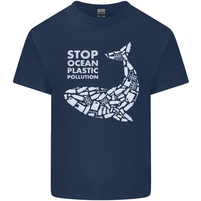 Stop Ocean Plastic Pollution Climate Change Kids T-Shirt Childrens Navy Blue