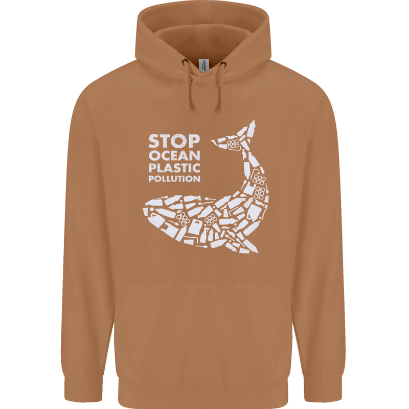 Stop Ocean Plastic Pollution Climate Change Mens 80% Cotton Hoodie Caramel Latte