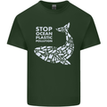 Stop Ocean Plastic Pollution Climate Change Mens Cotton T-Shirt Tee Top Forest Green