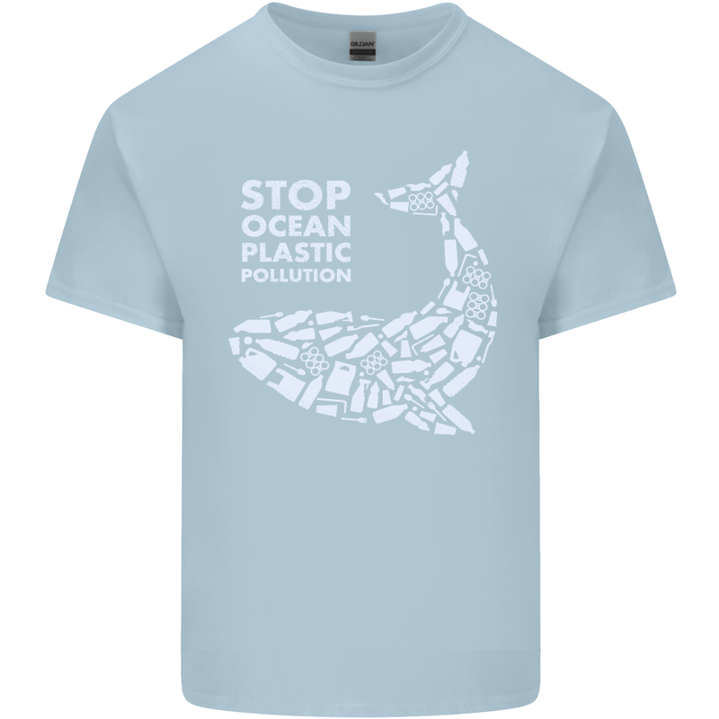 Stop Ocean Plastic Pollution Climate Change Mens Cotton T-Shirt Tee Top Light Blue