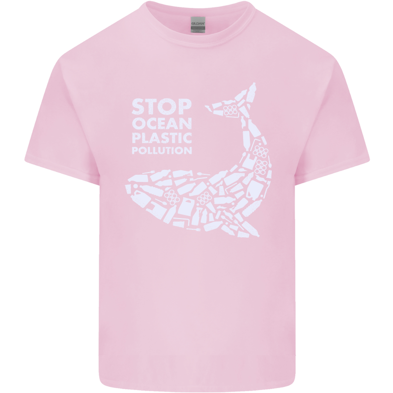Stop Ocean Plastic Pollution Climate Change Mens Cotton T-Shirt Tee Top Light Pink