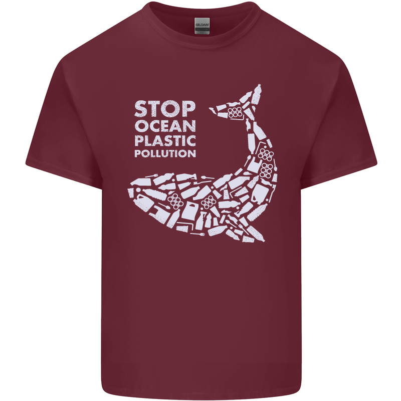 Stop Ocean Plastic Pollution Climate Change Mens Cotton T-Shirt Tee Top Maroon