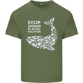 Stop Ocean Plastic Pollution Climate Change Mens Cotton T-Shirt Tee Top Military Green