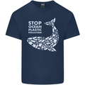 Stop Ocean Plastic Pollution Climate Change Mens Cotton T-Shirt Tee Top Navy Blue