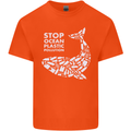 Stop Ocean Plastic Pollution Climate Change Mens Cotton T-Shirt Tee Top Orange