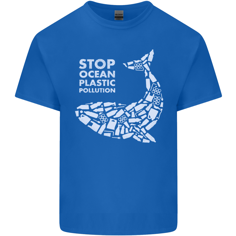 Stop Ocean Plastic Pollution Climate Change Mens Cotton T-Shirt Tee Top Royal Blue