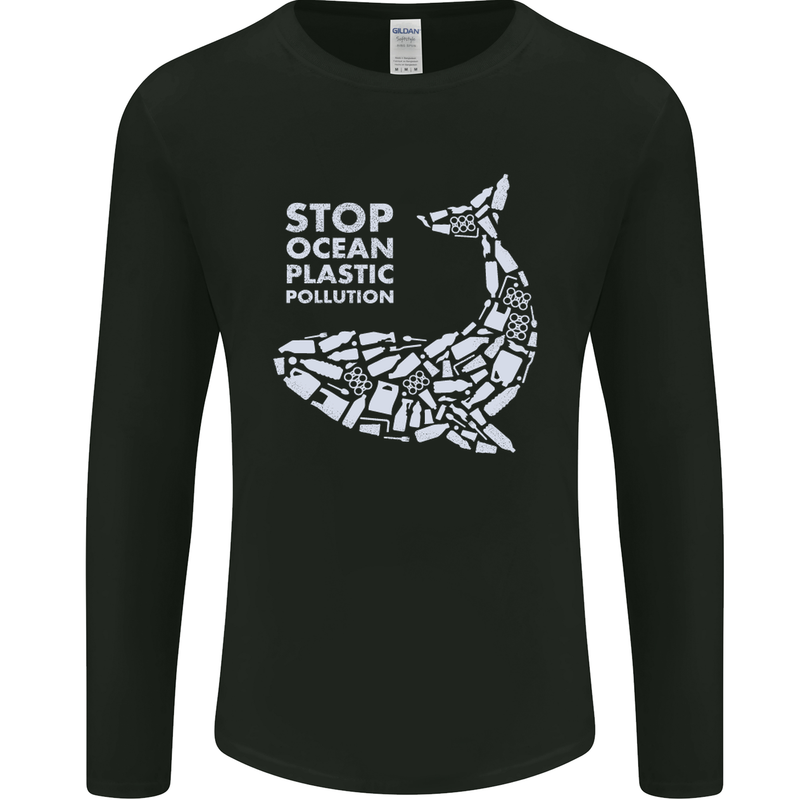 Stop Ocean Plastic Pollution Climate Change Mens Long Sleeve T-Shirt Black