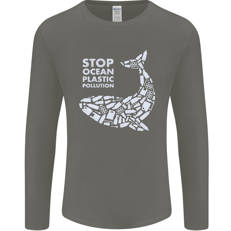 Stop Ocean Plastic Pollution Climate Change Mens Long Sleeve T-Shirt Charcoal