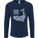 Stop Ocean Plastic Pollution Climate Change Mens Long Sleeve T-Shirt Navy Blue
