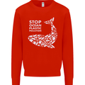 Stop Ocean Plastic Pollution Climate Change Mens Sweatshirt Jumper Bright Red
