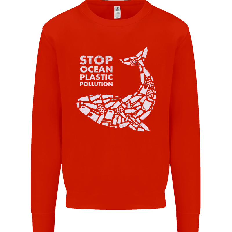 Stop Ocean Plastic Pollution Climate Change Mens Sweatshirt Jumper Bright Red
