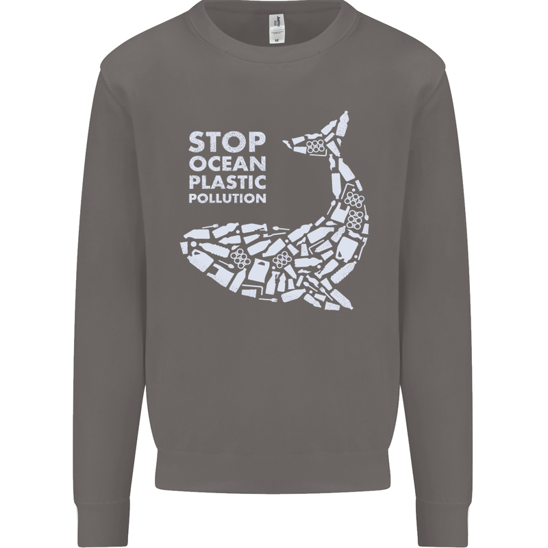 Stop Ocean Plastic Pollution Climate Change Mens Sweatshirt Jumper Charcoal