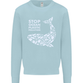 Stop Ocean Plastic Pollution Climate Change Mens Sweatshirt Jumper Light Blue