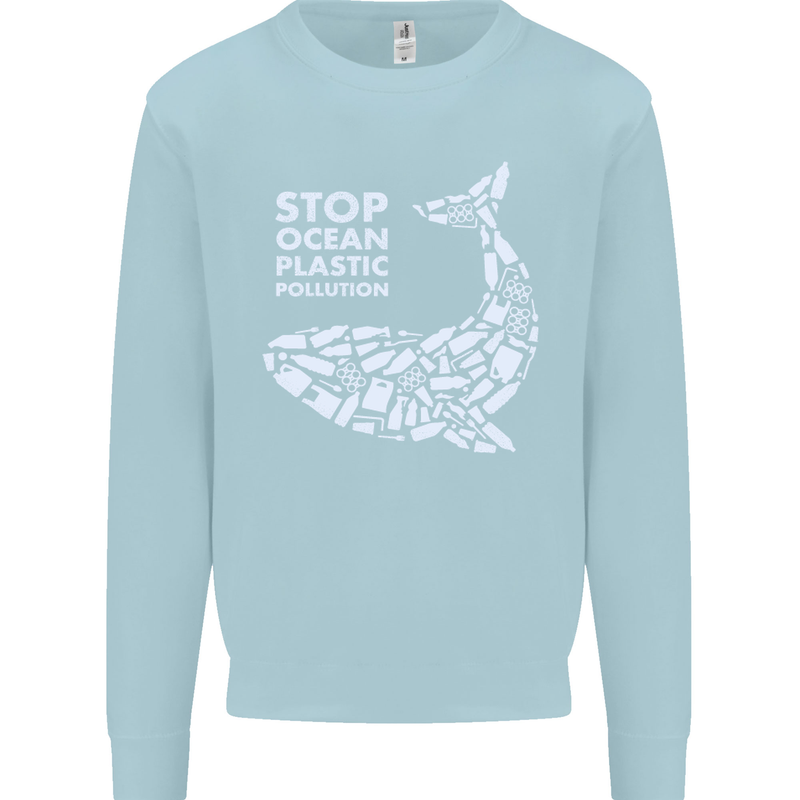 Stop Ocean Plastic Pollution Climate Change Mens Sweatshirt Jumper Light Blue