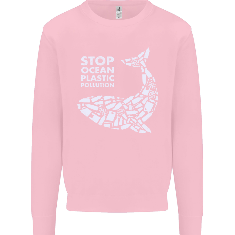 Stop Ocean Plastic Pollution Climate Change Mens Sweatshirt Jumper Light Pink