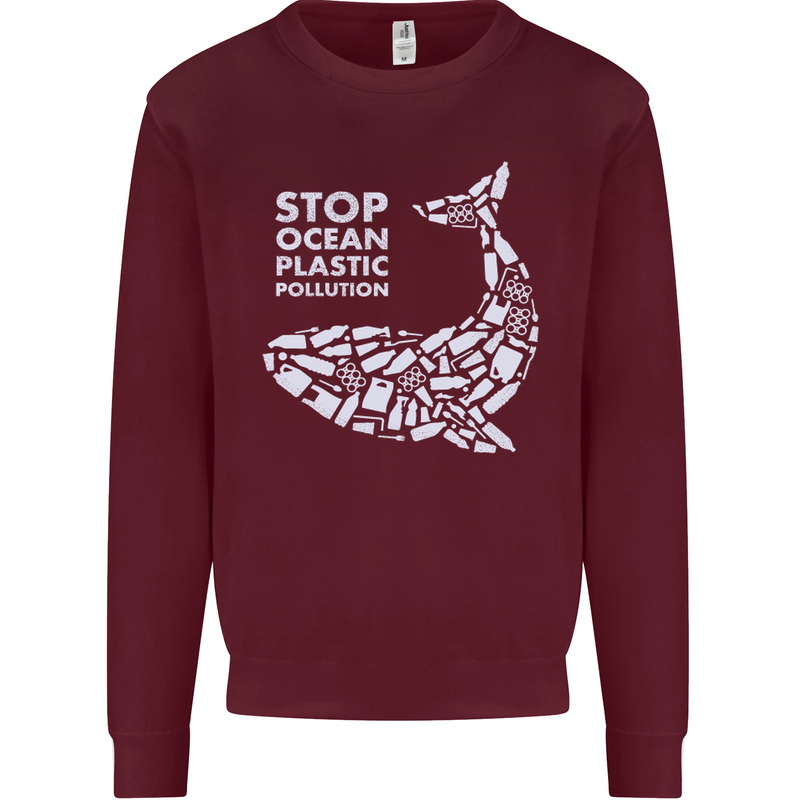 Stop Ocean Plastic Pollution Climate Change Mens Sweatshirt Jumper Maroon