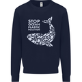 Stop Ocean Plastic Pollution Climate Change Mens Sweatshirt Jumper Navy Blue