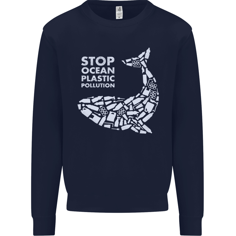 Stop Ocean Plastic Pollution Climate Change Mens Sweatshirt Jumper Navy Blue
