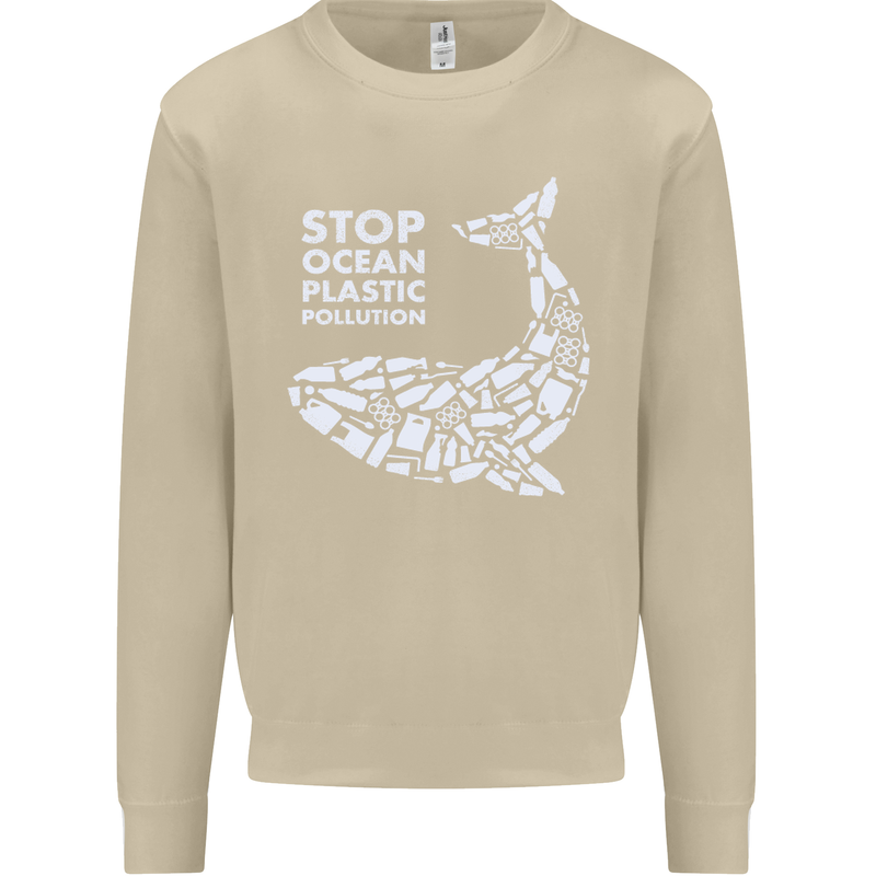 Stop Ocean Plastic Pollution Climate Change Mens Sweatshirt Jumper Sand