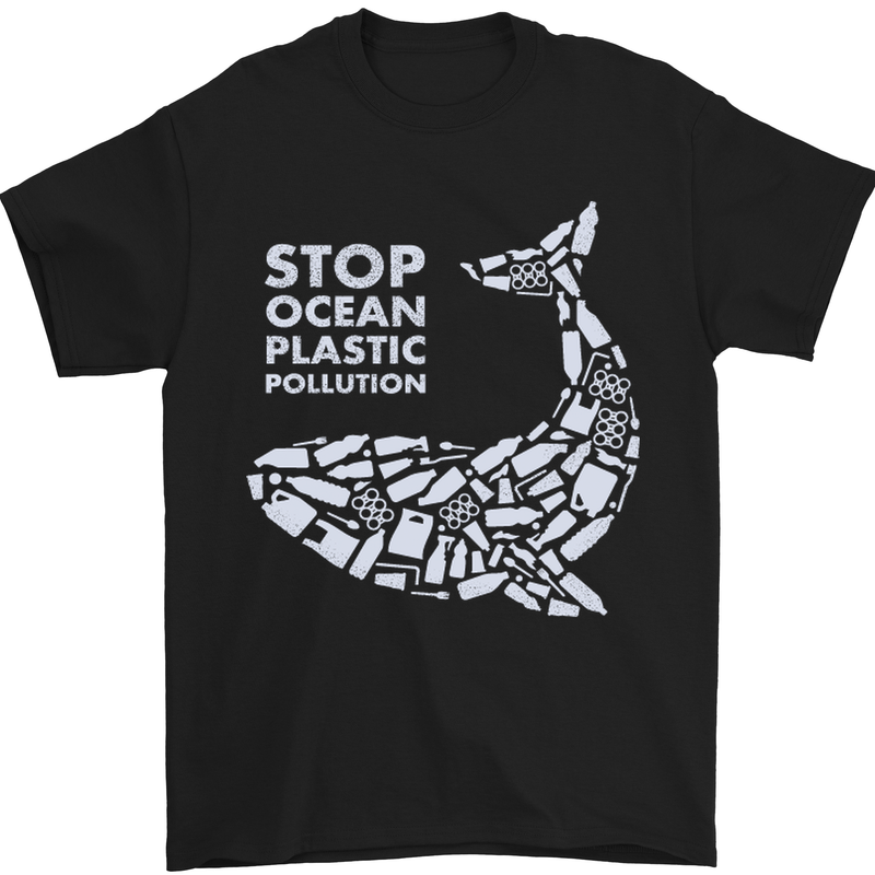 Stop Ocean Plastic Pollution Climate Change Mens T-Shirt Cotton Gildan Black