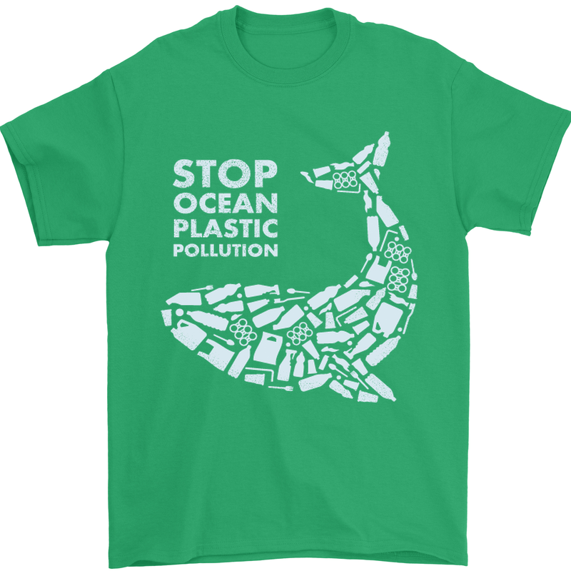 Stop Ocean Plastic Pollution Climate Change Mens T-Shirt Cotton Gildan Irish Green