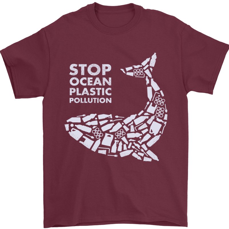 Stop Ocean Plastic Pollution Climate Change Mens T-Shirt Cotton Gildan Maroon