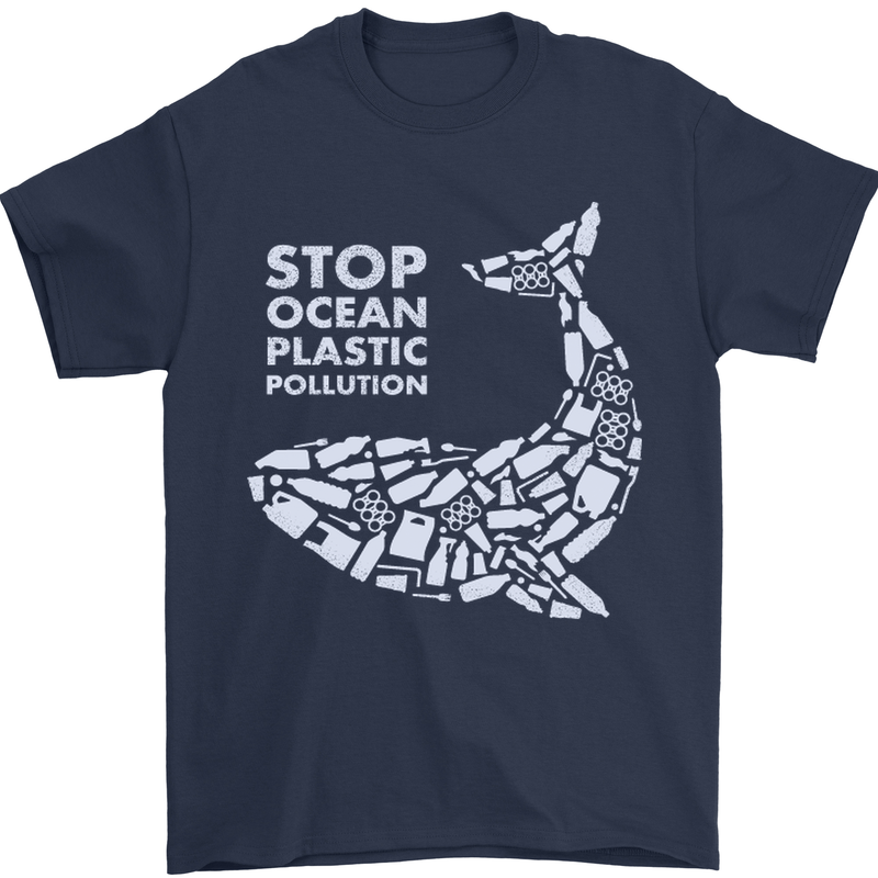 Stop Ocean Plastic Pollution Climate Change Mens T-Shirt Cotton Gildan Navy Blue