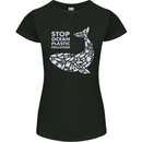 Stop Ocean Plastic Pollution Climate Change Womens Petite Cut T-Shirt Black