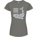 Stop Ocean Plastic Pollution Climate Change Womens Petite Cut T-Shirt Charcoal