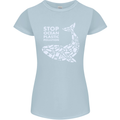 Stop Ocean Plastic Pollution Climate Change Womens Petite Cut T-Shirt Light Blue