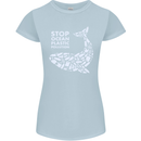 Stop Ocean Plastic Pollution Climate Change Womens Petite Cut T-Shirt Light Blue