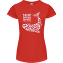 Stop Ocean Plastic Pollution Climate Change Womens Petite Cut T-Shirt Red