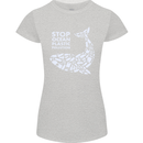 Stop Ocean Plastic Pollution Climate Change Womens Petite Cut T-Shirt Sports Grey