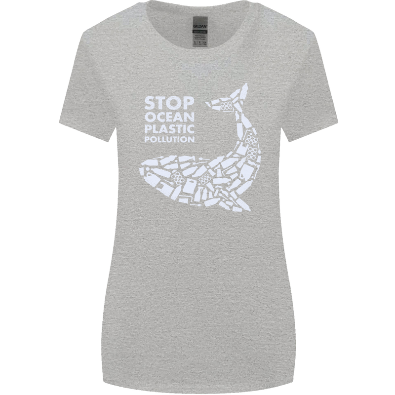 Stop Ocean Plastic Pollution Climate Change Womens Wider Cut T-Shirt Sports Grey