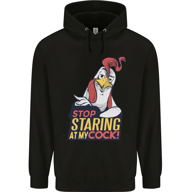 Stop Staring at My Cock Funny Rude Childrens Kids Hoodie Black