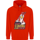 Stop Staring at My Cock Funny Rude Childrens Kids Hoodie Bright Red