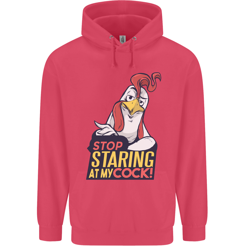 Stop Staring at My Cock Funny Rude Childrens Kids Hoodie Heliconia