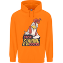 Stop Staring at My Cock Funny Rude Childrens Kids Hoodie Orange