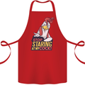 Stop Staring at My Cock Funny Rude Cotton Apron 100% Organic Red