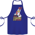 Stop Staring at My Cock Funny Rude Cotton Apron 100% Organic Royal Blue