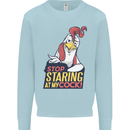 Stop Staring at My Cock Funny Rude Kids Sweatshirt Jumper Light Blue