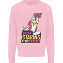 Stop Staring at My Cock Funny Rude Kids Sweatshirt Jumper Light Pink