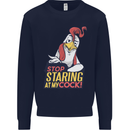 Stop Staring at My Cock Funny Rude Kids Sweatshirt Jumper Navy Blue