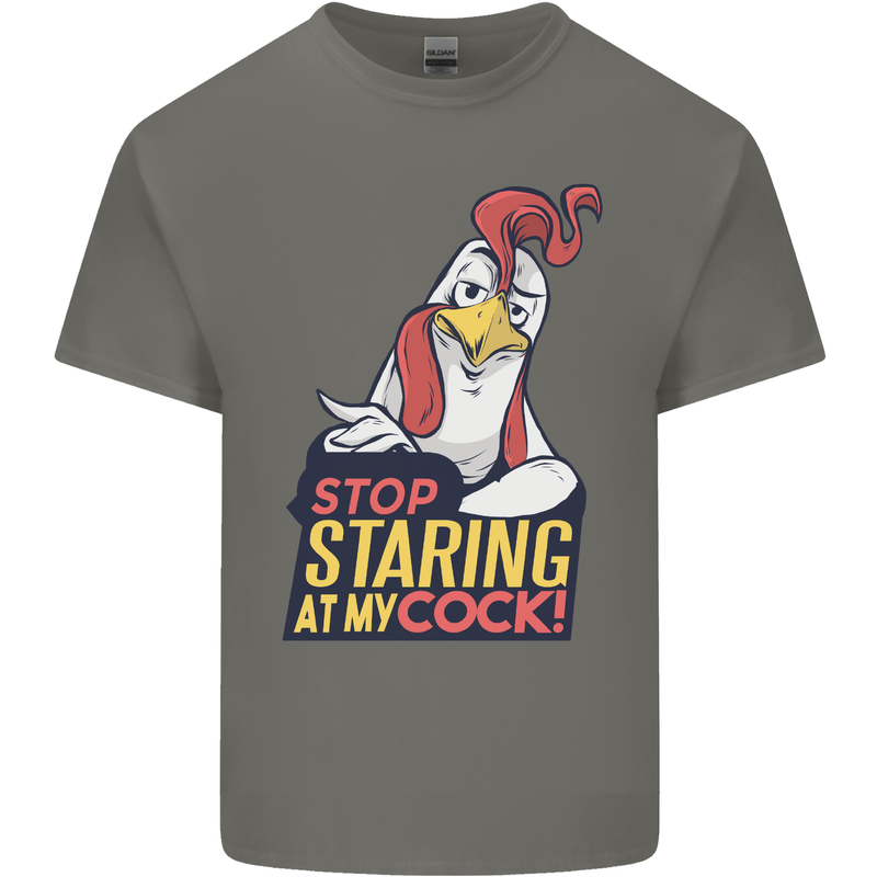 Stop Staring at My Cock Funny Rude Kids T-Shirt Childrens Charcoal