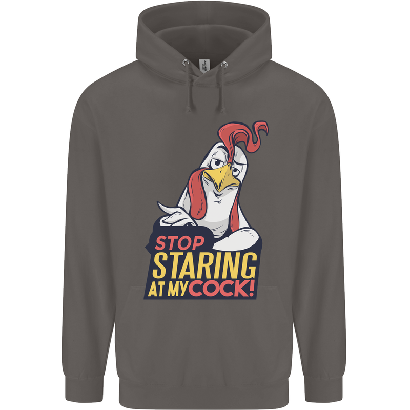 Stop Staring at My Cock Funny Rude Mens 80% Cotton Hoodie Charcoal